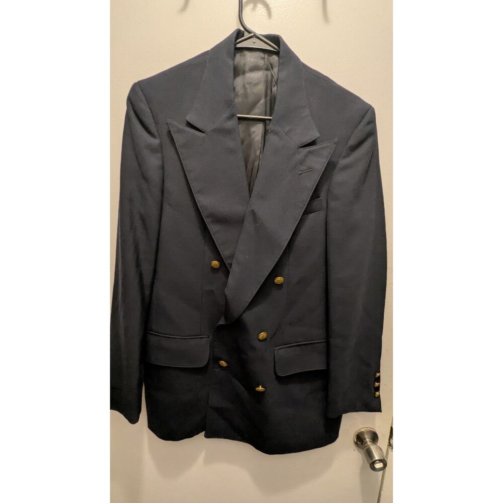 Bachrach Blazer Navy Blue Gold Buttons Business Size 40R Chest:40 Length:30